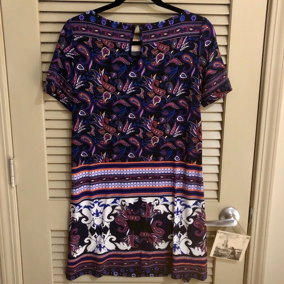 Adrianna Papell Black & Purple Paisley Shift Dress - Picture 5 of 12